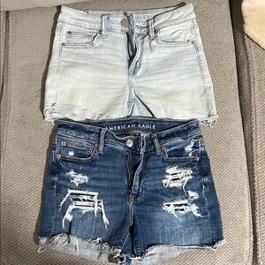 Bundle of American Eagle Outfitters Jean Shorts - Light Blue and Dark Blue